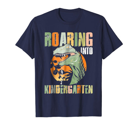 tdlapparel Roaring Kindergarten Dinosaur T Rex Back to School Shirt Boy Short Sleeves Men / Navy / S T-Shirt - TDL-APPAREL