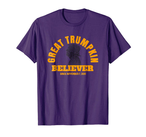 tdlapparel Trump Halloween Tshirt, Great Trumpkin Believer, Funny Short Sleeves Men / Purple / S T-Shirt - TDL-APPAREL