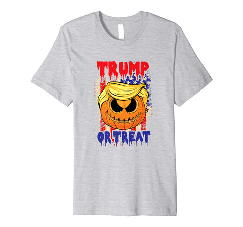 tdlapparel TRUMPKIN Shirt Pumpkin Trump Face Costume Halloween Gift Short Sleeves Men / Heather Grey / S T-Shirt - TDL-APPAREL