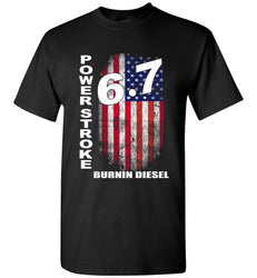 Power Stroke USA Burning Diesel American Flag Powerstroke T-Shirt