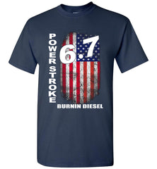 Power Stroke USA Burning Diesel American Flag Powerstroke T-Shirt  - TDL-APPAREL