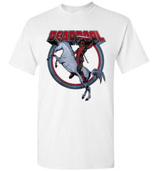 Marvel Deadpool Riding A Unicorn Circle Graphic T-Shirt  - TDL-APPAREL