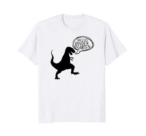 tdlapparel HELLO KINDERGARTEN Dinosaur First Day of School Shirt Short Sleeves Men / White / S T-Shirt - TDL-APPAREL