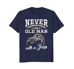 tdlapparel Mens Never Underestimate An Old Man With A Jeep T Shirt T-Shirt - TDL-APPAREL