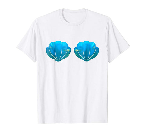 tdlapparel Two Mermaid Shells T-Shirt Cute Bikini Bra Costume Top Tee Short Sleeves Men / White / S T-Shirt - TDL-APPAREL
