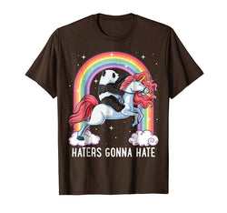 tdlapparel Panda Riding Unicorn T Shirt Haters Gonna Hate Pandicorn Tee