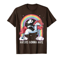 tdlapparel Panda Riding Unicorn T Shirt Haters Gonna Hate Pandicorn Tee T-Shirt - TDL-APPAREL