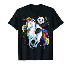 tdlapparel Panda Riding Unicorn T Shirt Pandicorn Funny Rainbow Gifts T-Shirt - TDL-APPAREL