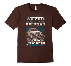 tdlapparel Mens Never Underestimate An Old Man With A Jeep T Shirt T-Shirt - TDL-APPAREL