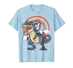 tdlapparel Unicorn Dinosaur T Shirt Girls Gifts Party Rainbow T rex Tee T-Shirt - TDL-APPAREL