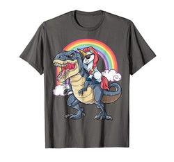 tdlapparel Unicorn Dinosaur T Shirt Girls Gifts Party Rainbow T rex Tee