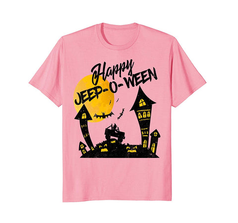 tdlapparel Jeep-O-Ween Jeep Happy Halloween Witch Distressed Shirt Short Sleeves Men / Pink / S T-Shirt - TDL-APPAREL