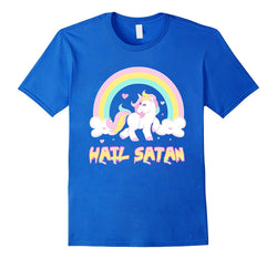 tdlapparel Hail Satan Unicorn T-Shirt Funny Unicorn Death Metal Shirt