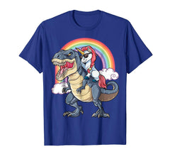 tdlapparel Unicorn Dinosaur T Shirt Girls Gifts Party Rainbow T rex Tee T-Shirt - TDL-APPAREL