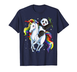 tdlapparel Panda Riding Unicorn T Shirt Pandicorn Funny Rainbow Gifts