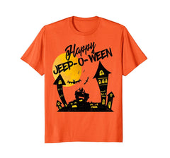 tdlapparel Jeep-O-Ween Jeep Happy Halloween Witch Distressed Shirt T-Shirt - TDL-APPAREL