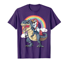 tdlapparel Unicorn Dinosaur T Shirt Girls Gifts Party Rainbow T rex Tee T-Shirt - TDL-APPAREL