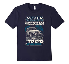 tdlapparel Mens Never Underestimate An Old Man With A Jeep T Shirt T-Shirt - TDL-APPAREL