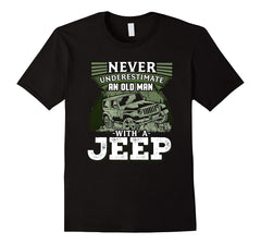 tdlapparel Mens Never Underestimate An Old Man With A Jeep T Shirt T-Shirt - TDL-APPAREL