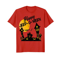 tdlapparel Jeep-O-Ween Jeep Happy Halloween Witch Distressed Shirt T-Shirt - TDL-APPAREL