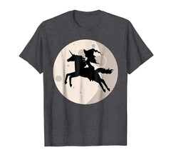 tdlapparel Halloween Witch Riding Unicorn Over Moon T-shirt T-Shirt - TDL-APPAREL