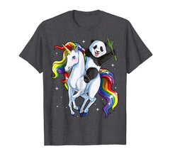 tdlapparel Panda Riding Unicorn T Shirt Pandicorn Funny Rainbow Gifts T-Shirt - TDL-APPAREL