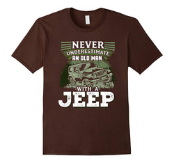 tdlapparel Mens Never Underestimate An Old Man With A Jeep T Shirt