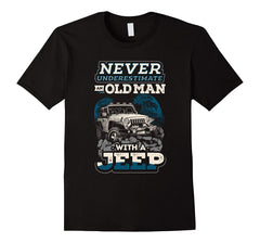 tdlapparel Mens Never Underestimate An Old Man With A Jeep T Shirt T-Shirt - TDL-APPAREL