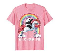 tdlapparel Panda Riding Unicorn T Shirt Haters Gonna Hate Pandicorn Tee T-Shirt - TDL-APPAREL