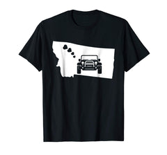 tdlapparel Driving Jeep Montana State Map Flag Vintage Shirt T-Shirt - TDL-APPAREL