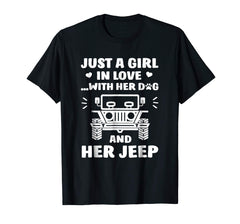 tdlapparel Just A Girl In Love With Her Dog And Her Jeep T-Shirt T-Shirt - TDL-APPAREL
