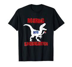 tdlapparel Back to School Shirt Boys Dinosaur Roaring Into Kindergarten T-Shirt - TDL-APPAREL