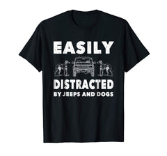 tdlapparel Easily Distracted By Jeeps And Dogs Shirt Men Funny Gift T-Shirt - TDL-APPAREL