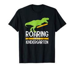 tdlapparel Back to School Shirt Dinosaur Roaring into Kindergarten T Re T-Shirt - TDL-APPAREL