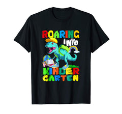 tdlapparel Roaring Kindergarten Dinosaur T Rex Back to School Shirt Boy T-Shirt - TDL-APPAREL