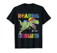 tdlapparel Roaring Kindergarten Dinosaur T-Rex Shirt Back to School Tee T-Shirt - TDL-APPAREL