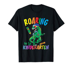tdlapparel Roaring Kindergarten Dinosaur Tshirt Back To School Supplies T-Shirt - TDL-APPAREL