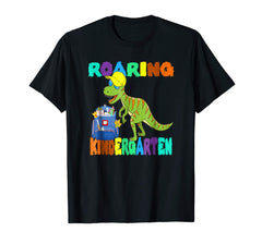 tdlapparel Roaring Kindergarten Dinosaur T Rex Back to School Shirt T-Shirt - TDL-APPAREL