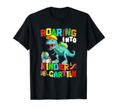 tdlapparel Roaring Kindergarten Dinosaur T Rex Back to School Shirt Boy T-Shirt - TDL-APPAREL