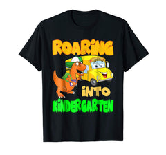 tdlapparel Roaring Into Kindergarten Dinosaur Back To School Tee T-Shirt - TDL-APPAREL