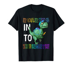 tdlapparel Roaring Kindergarten Dinosaur T Rex Back to School Shirt Boy T-Shirt - TDL-APPAREL
