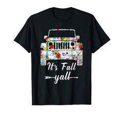 tdlapparel It's fall yall Hippie Flower Jeep Funny T shirt T-Shirt - TDL-APPAREL