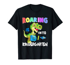 tdlapparel Roaring Kindergarten Dinosaur T Rex Back to School Shirt Boy T-Shirt - TDL-APPAREL
