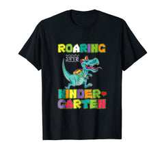 tdlapparel Roaring Kindergarten Dinosaur T Rex Back to School Shirt Boy T-Shirt - TDL-APPAREL