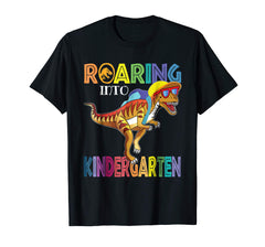 tdlapparel Roaring Kindergarten Dinosaur T-Rex Shirt Back to School Tee T-Shirt - TDL-APPAREL