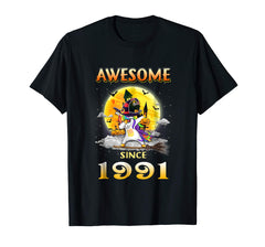 tdlapparel Awesome Since 1991 27th Birthday Unicorn Costume Halloween T-Shirt - TDL-APPAREL