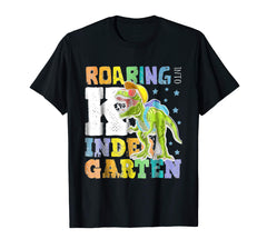 tdlapparel Roaring Kindergarten Dinosaur T Rex Back to School Shirt Boy T-Shirt - TDL-APPAREL