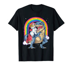 tdlapparel Unicorn Dinosaur T Shirt Girls Gifts Party Rainbow T rex Tee T-Shirt - TDL-APPAREL