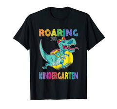tdlapparel Dinosaur Roaring Into Kindergarten Tee Back To School Gift T-Shirt - TDL-APPAREL