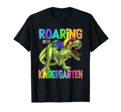 tdlapparel Roaring Kindergarten Dinosaur T Rex Back to School Shirt Boy T-Shirt - TDL-APPAREL